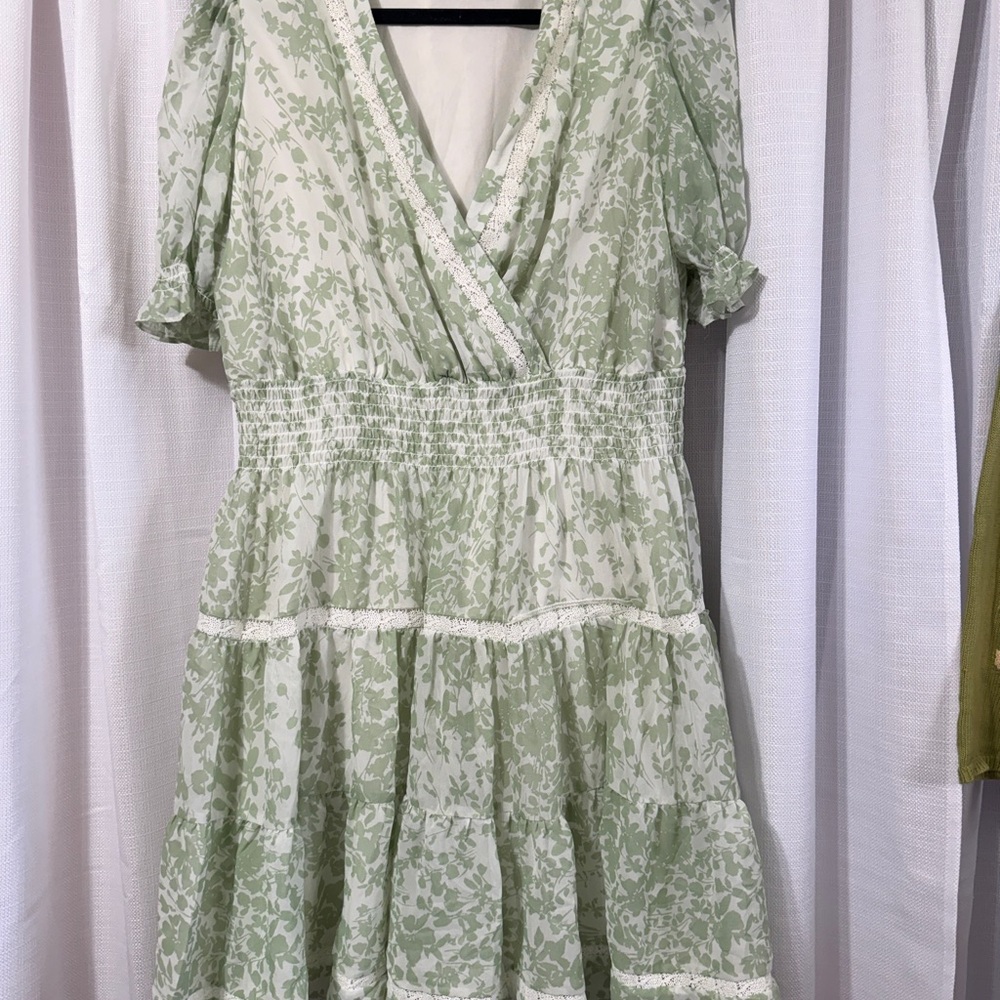 Taylor Sage Green Floral Midi Dress